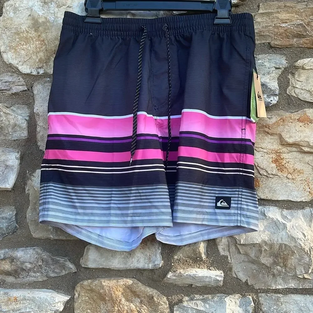 Quiksilver pink & black swim trunks size medium (31) NEW - Picture 8 of 10